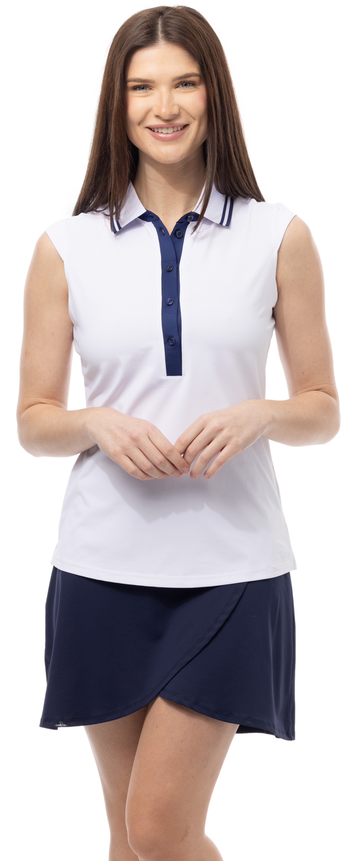 SOLAIR COOL ULTRA-MESH SLEEVELESS POLO. WHITE. 900657 - SanSoleil