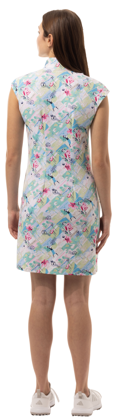 SOLSTYLE COOL SLEEVELESS ZIP MOCK DRESS. BY THE SEA. 900722C