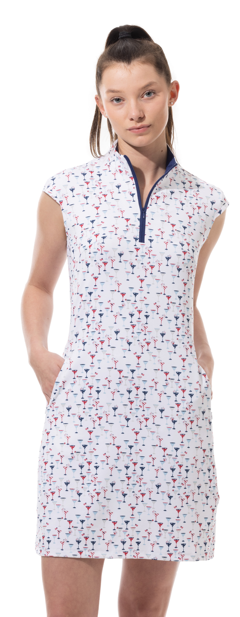 SOLSTYLE COOL SLEEVELESS ZIP MOCK DRESS. 900722-C-LIBERTINI