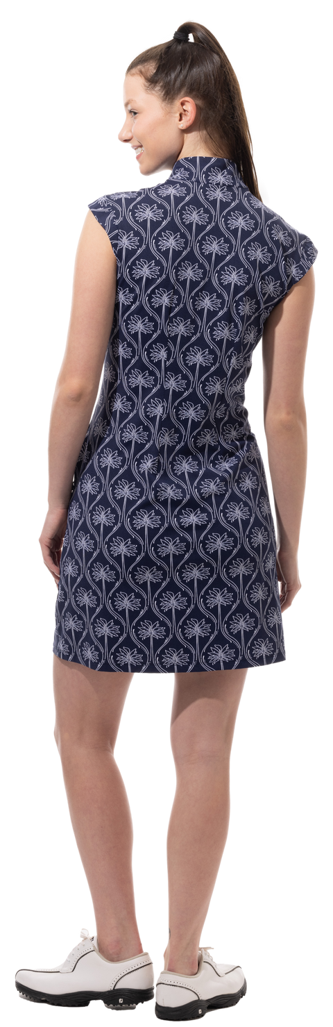 SOLSTYLE ICE SLEEVELESS ZIP MOCK DRESS. MIRAGE. INK. WHITE . 900722I - SanSoleil