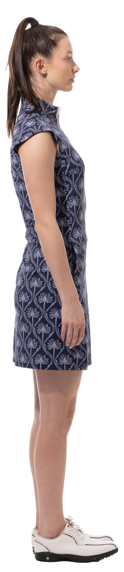 SOLSTYLE ICE SLEEVELESS ZIP MOCK DRESS. MIRAGE. INK. WHITE . 900722I - SanSoleil