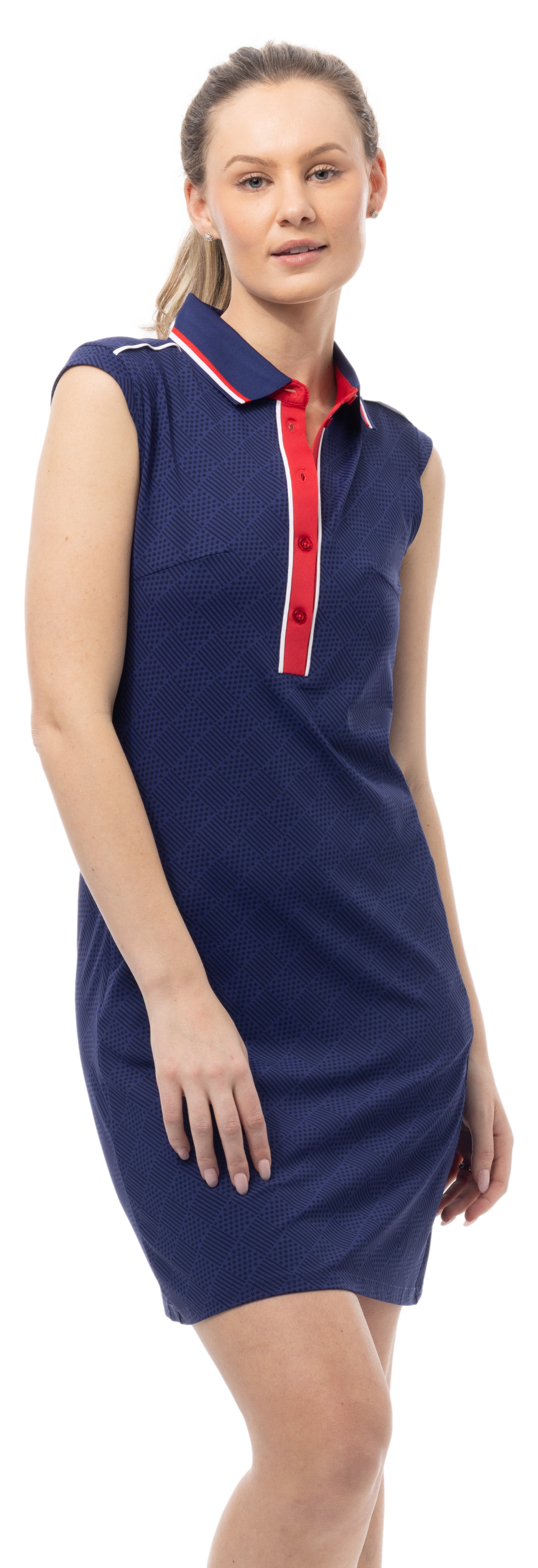 SOLSTYLE COOL SLEEVELESS POLO COLLAR DRESS. BETSY. NAVY. 900725 - SanSoleil