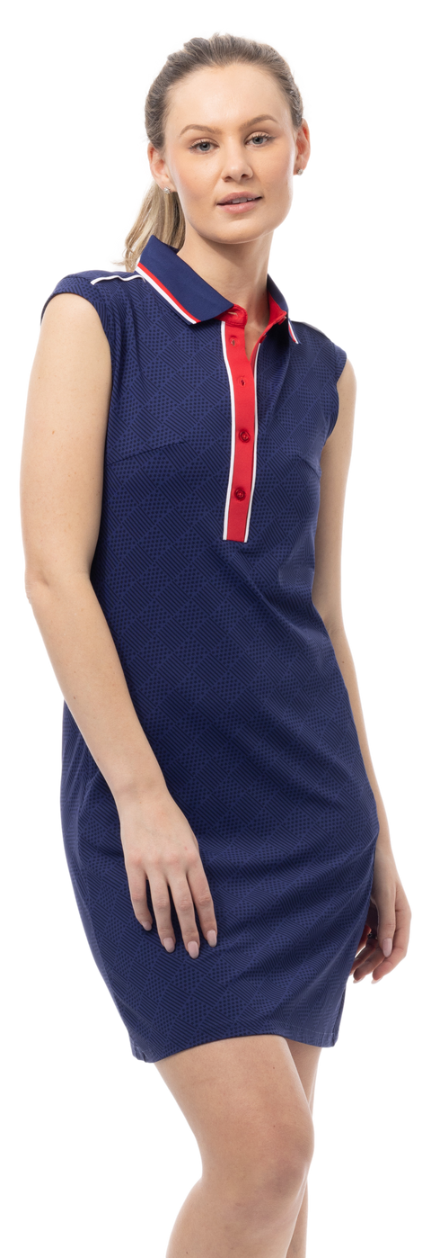 SOLSTYLE COOL SLEEVELESS POLO COLLAR DRESS. BETSY. NAVY. 900725 - SanSoleil