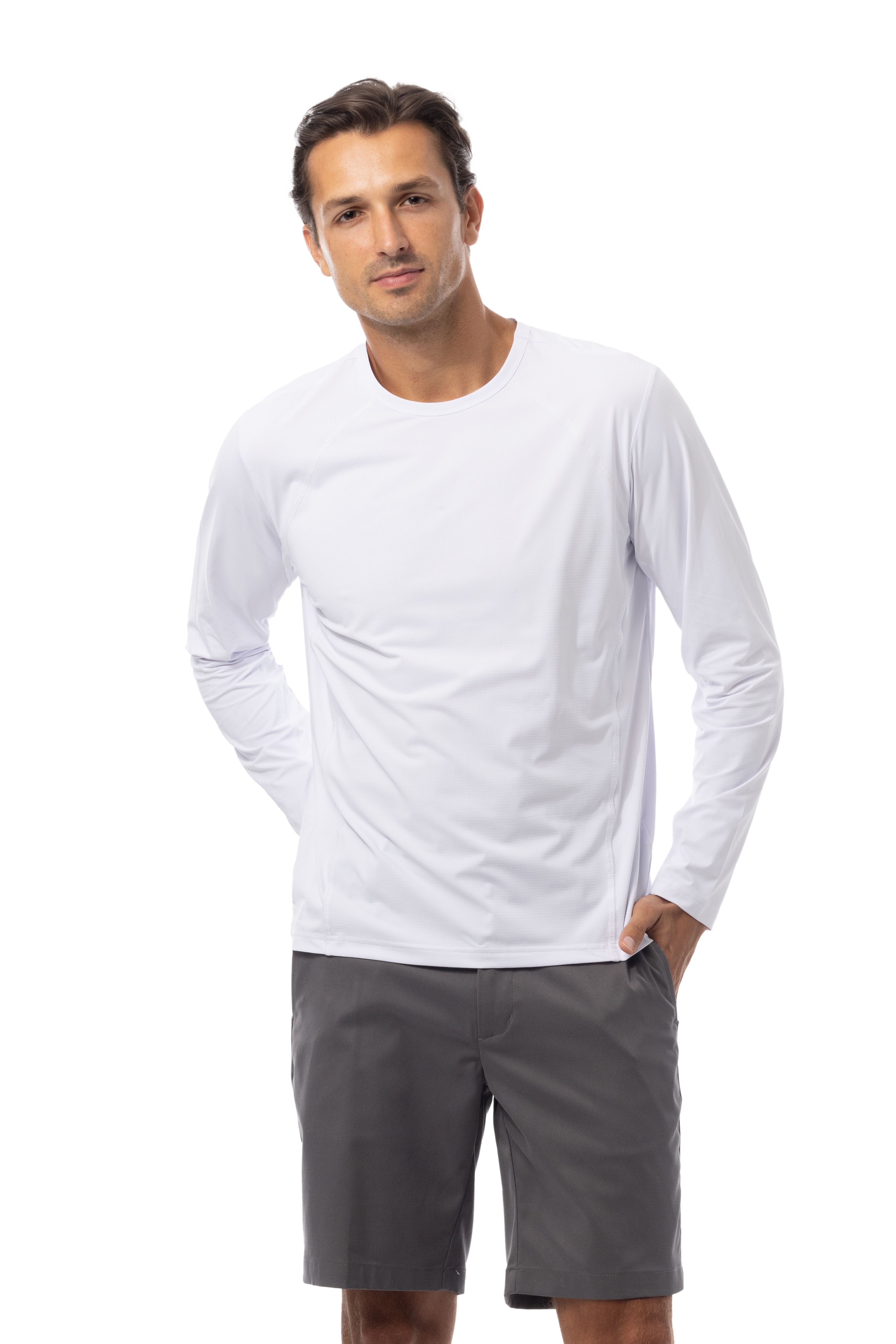 SOLAIR MEN'S CREW NECK W/MESH. WHITE. 900825C - SanSoleil
