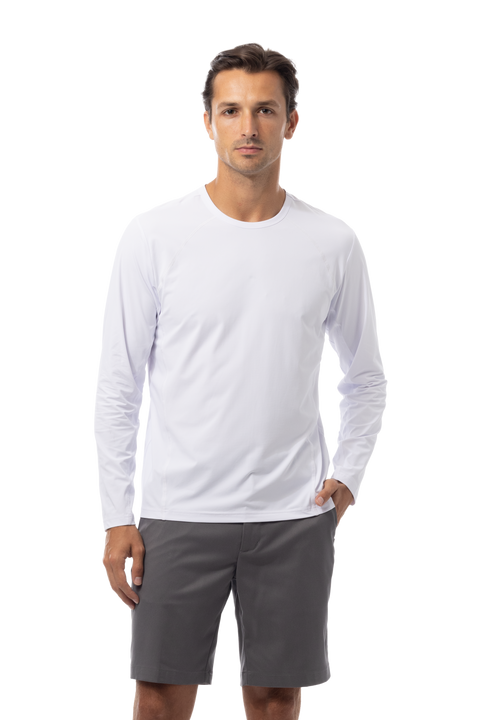 SOLAIR MEN'S CREW NECK W/MESH. WHITE. 900825C