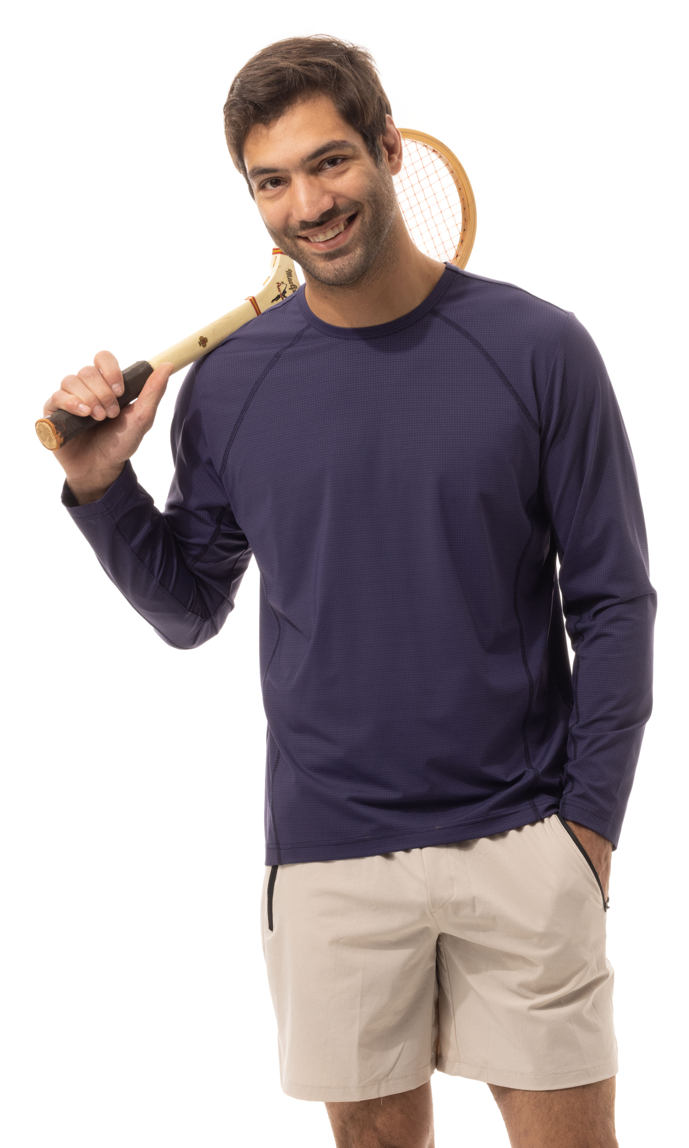 SOLAIR MEN'S CREW NECK W/MESH. NIGHT SKY NAVY. 900825C - SanSoleil