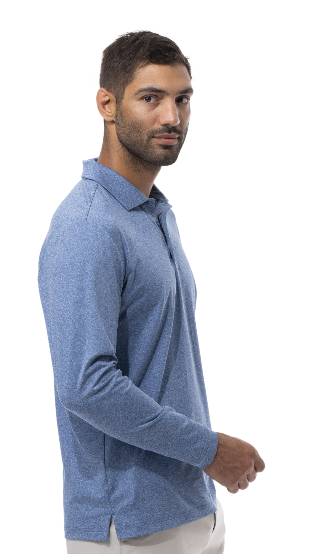 MEN'S SOLTEK ICE HEATHER POLO. MELANGE INDIGO BLUE. 900835 - SanSoleil