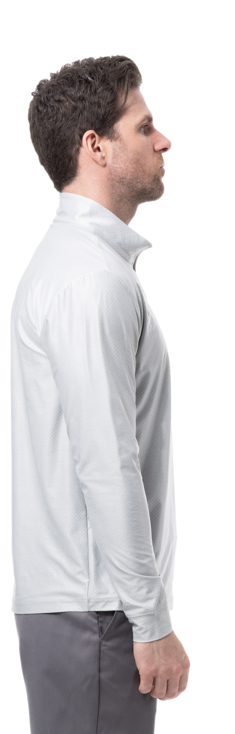 MEN'S SOLTEK ICE CHECK 1/4 ZIP MOCK. MELANGE DOVE CHECK. 900838 - SanSoleil