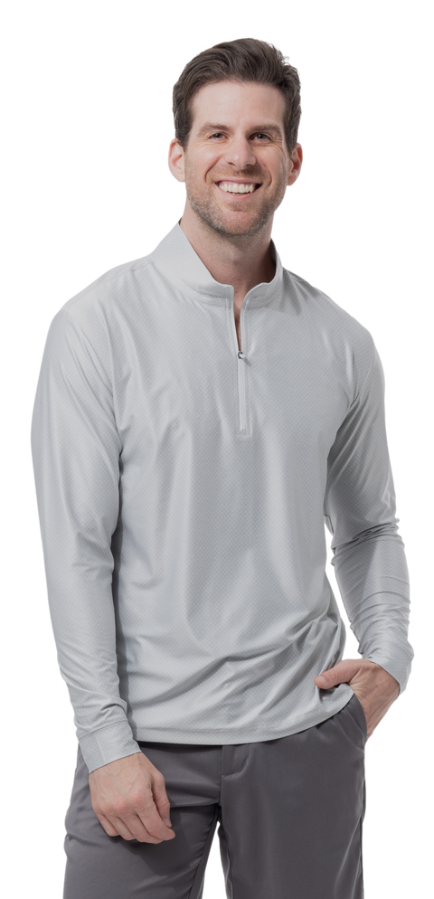 MEN'S SOLTEK ICE CHECK 1/4 ZIP MOCK. MELANGE DOVE CHECK. 900838 - SanSoleil