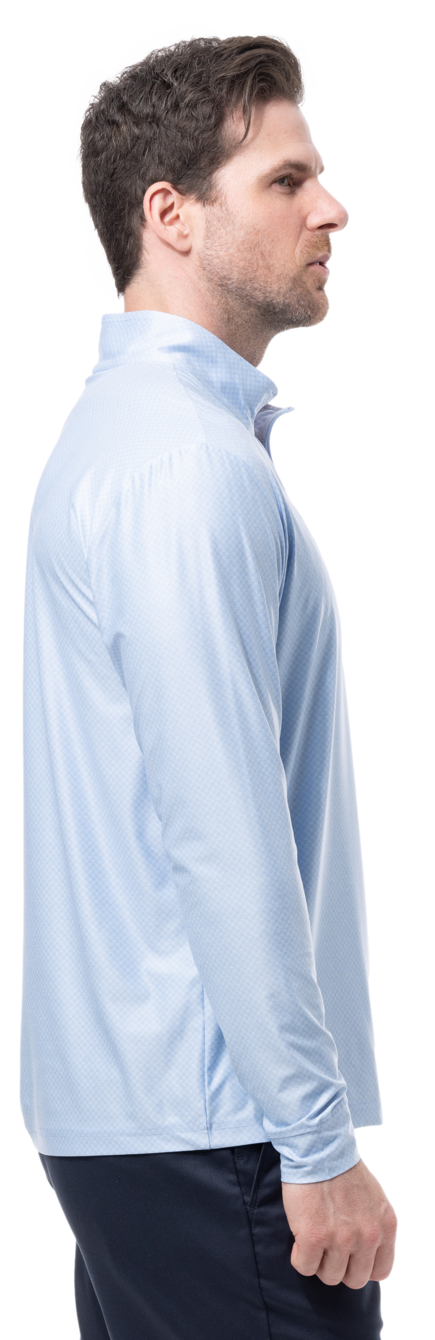 MEN'S SOLTEK ICE CHECK 1/4 ZIP MOCK. MELANGE MALIBU CHECK. 900838 - SanSoleil