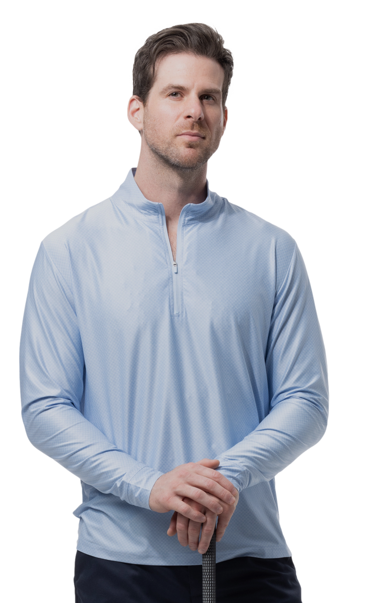 Long-Sleeve, cooling, stripe Golf Polos for Men from SanSoleil. UV