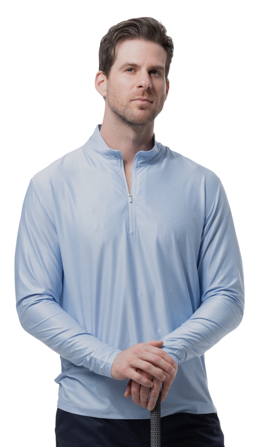 MEN'S SOLTEK ICE CHECK 1/4 ZIP MOCK. MELANGE MALIBU CHECK. 900838 - SanSoleil