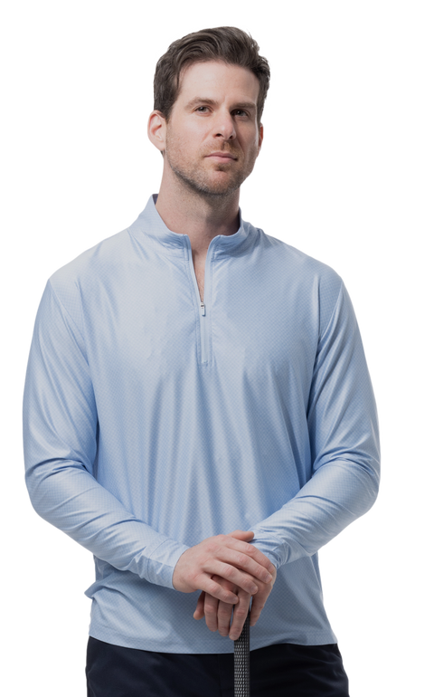 MEN'S SOLTEK ICE CHECK 1/4 ZIP MOCK. MELANGE MALIBU CHECK. 900838 - SanSoleil
