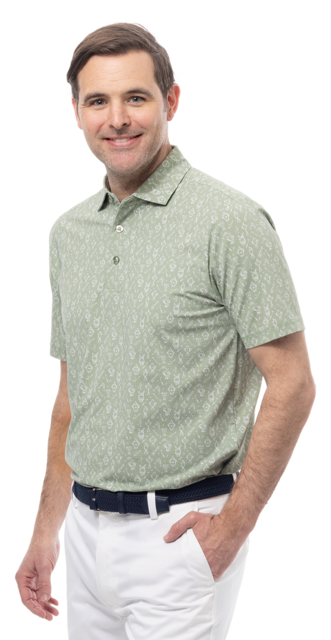 MEN'S SOLAIR COOL PRINT POLO. WINNERS CUP. MOSS. 900840A - SanSoleil
