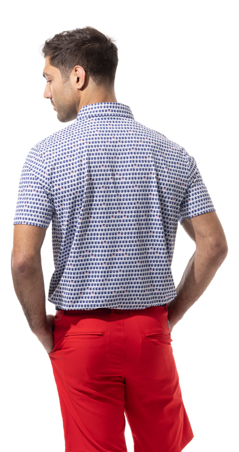SANSOLEIL MEN'S BUTTON PRINT POLO. US ALE.  900840