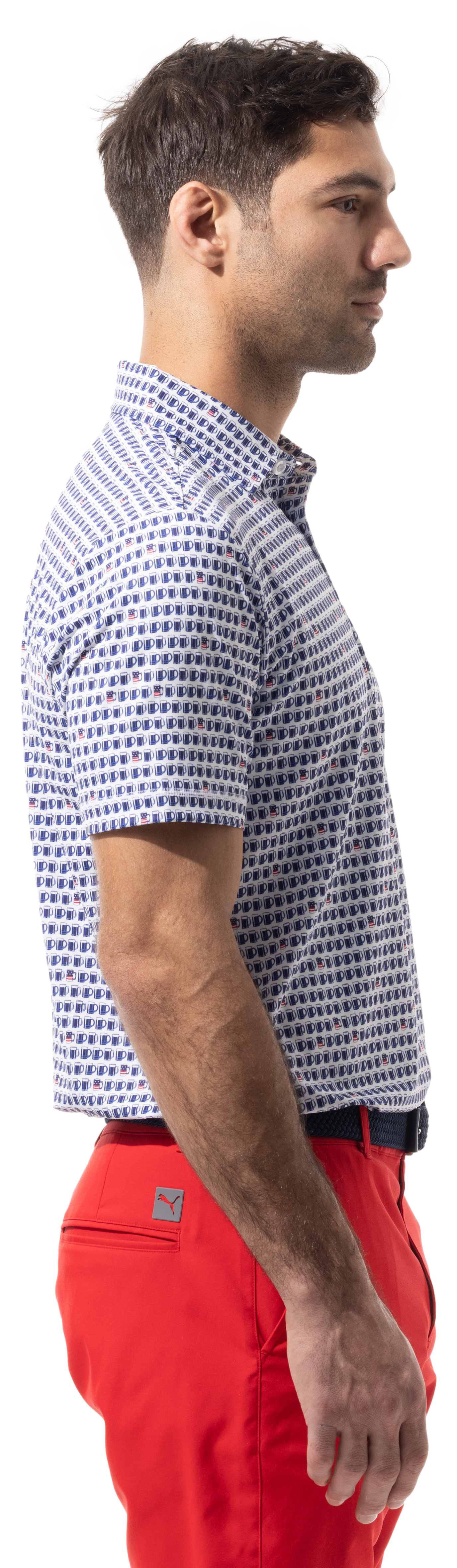 SANSOLEIL MEN'S BUTTON PRINT POLO. US ALE. 900840 - SanSoleil