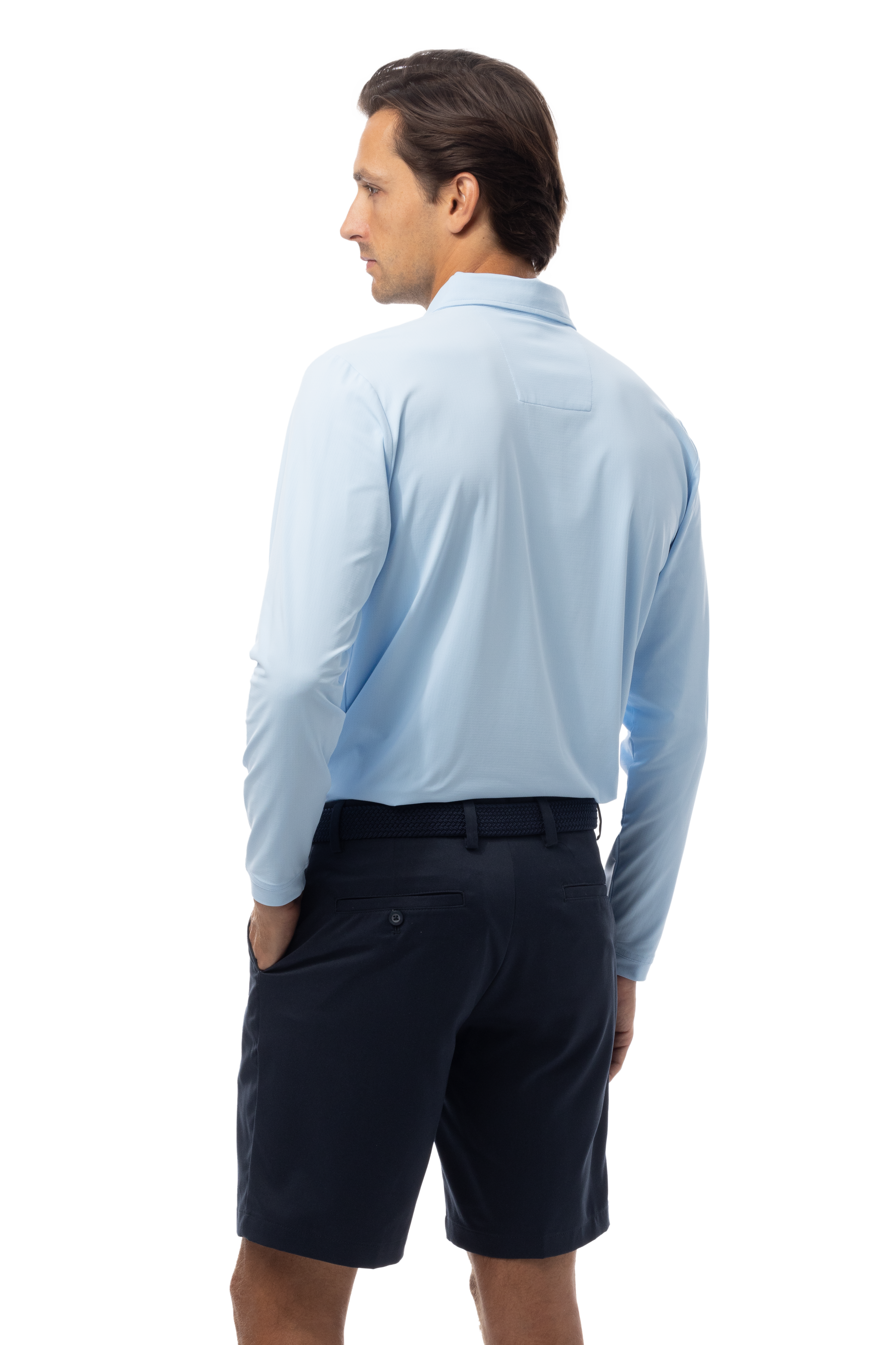 MEN'S SOLAIR LONG SLEEVE POLO. COASTAL BLUE - 900841A - SanSoleil