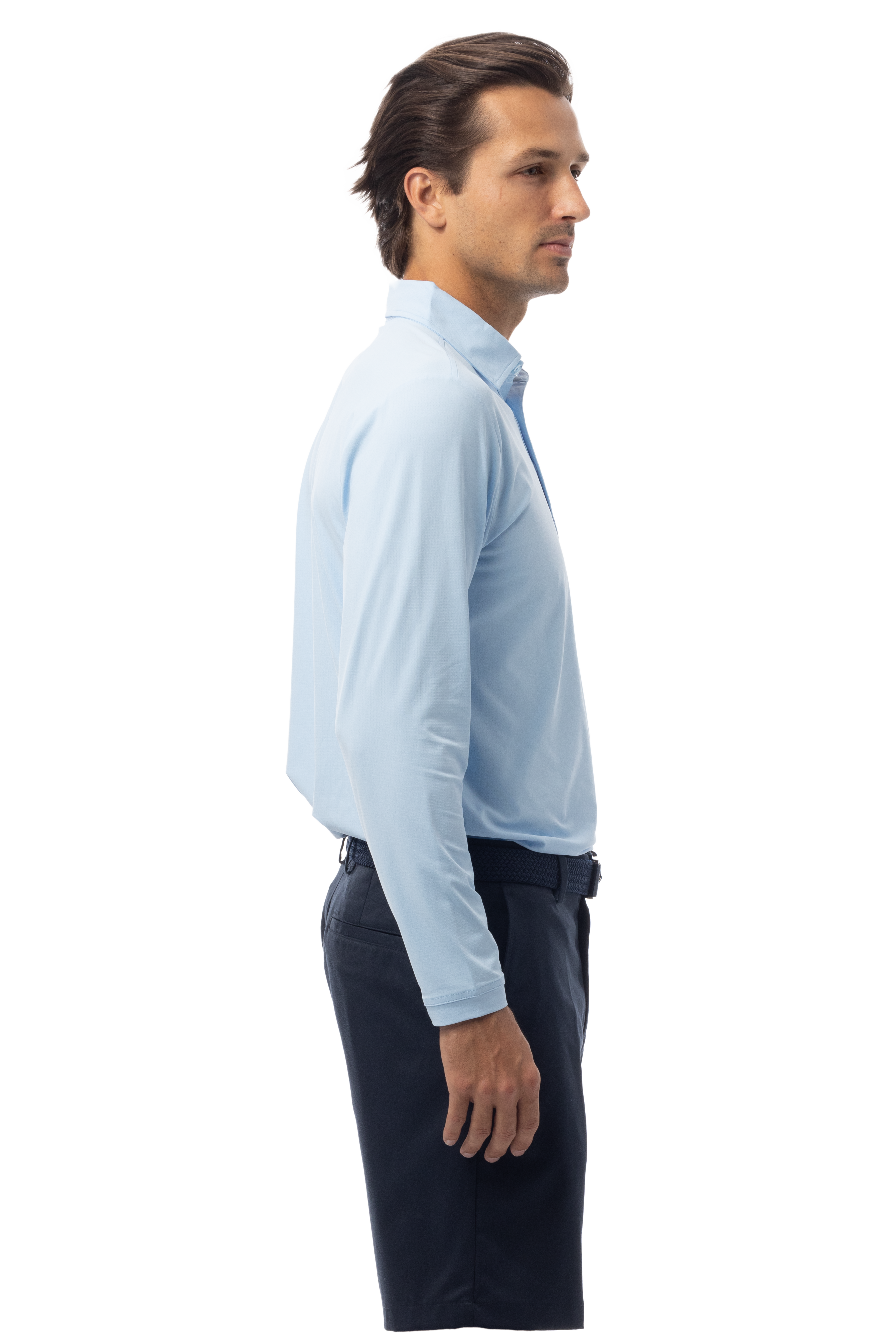 MEN'S SOLAIR LONG SLEEVE POLO. COASTAL BLUE - 900841A - SanSoleil