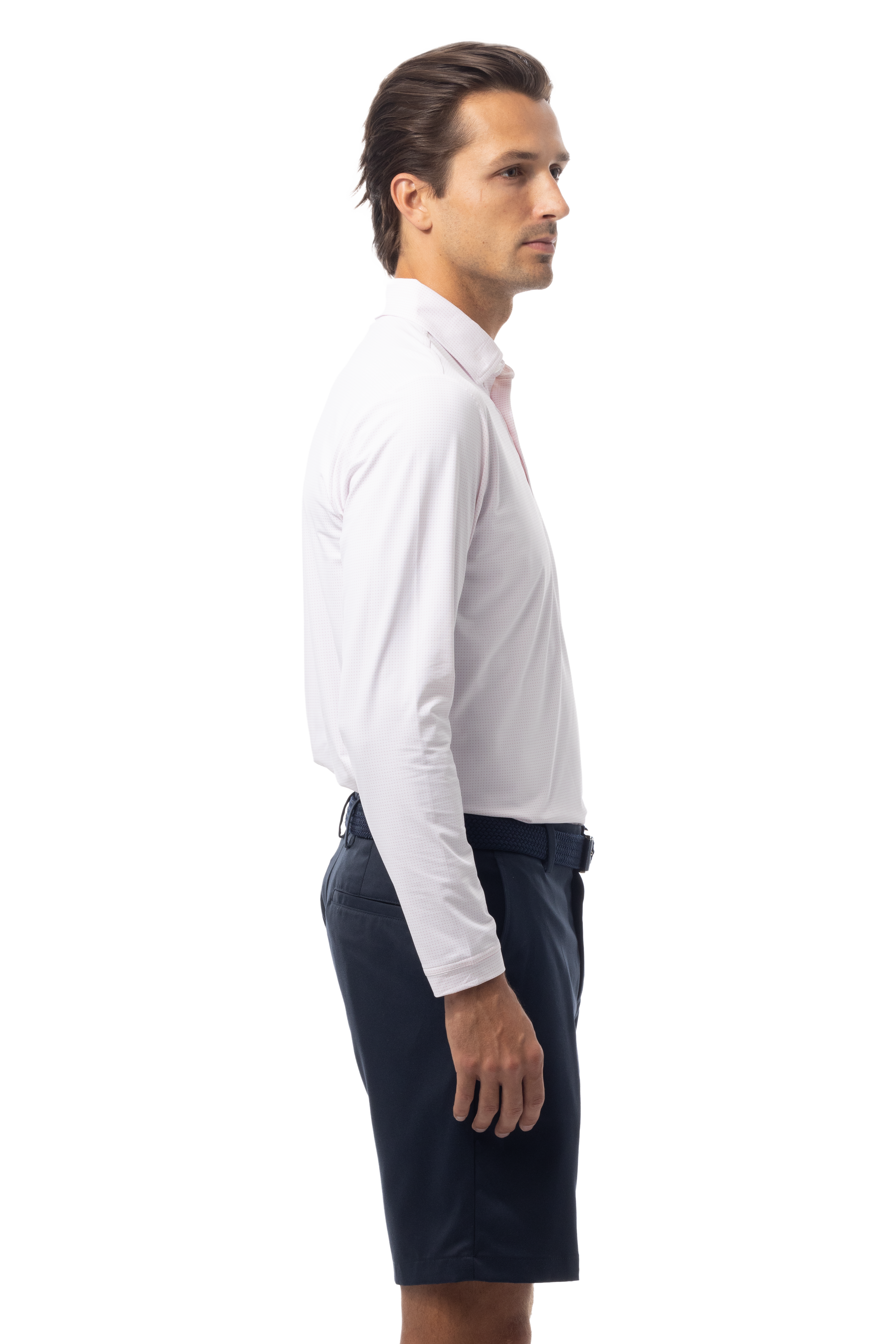 SANSOLEIL'S MEN'S SOLAIR LONG SLEEVE POLO. WHITE RED - 900841A - SanSoleil