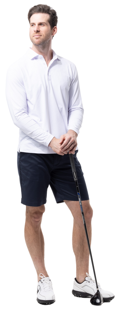 MEN'S SOLAIR LONG SLEEVE POLO. WHITE. 900841A - SanSoleil