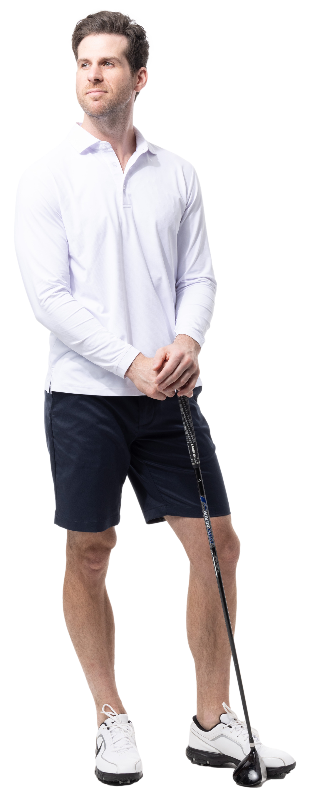 MEN'S SOLAIR LONG SLEEVE POLO. WHITE. 900841A - SanSoleil