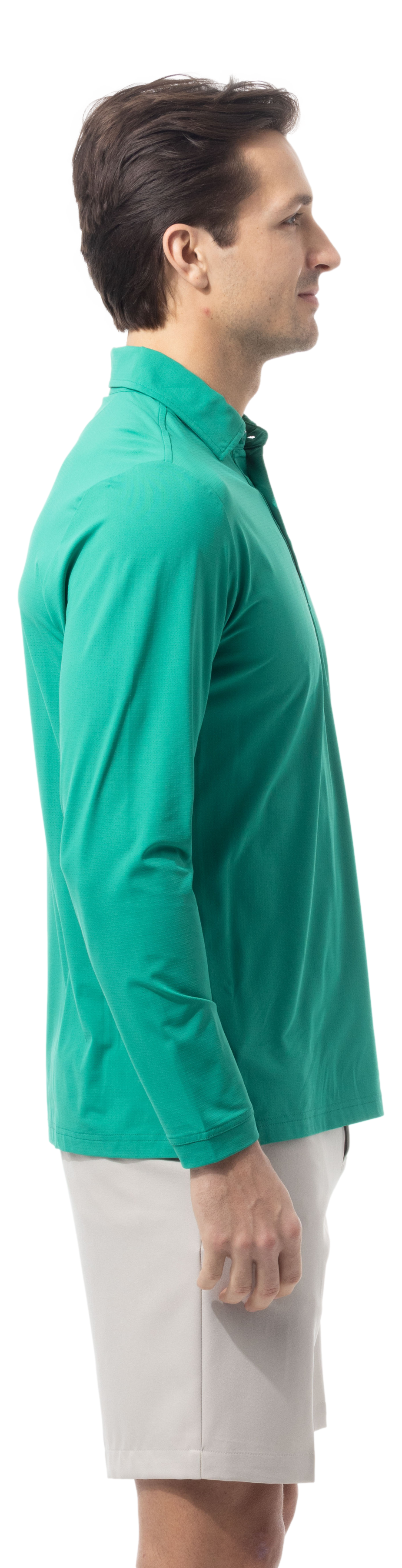 SANSOLEIL'S MEN'S SOLAIR LONG SLEEVE POLO. VARSITY GREEN 900841A - SanSoleil