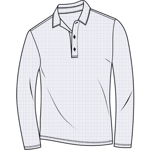White with Navy mini dots long-sleeve men's polo shirt