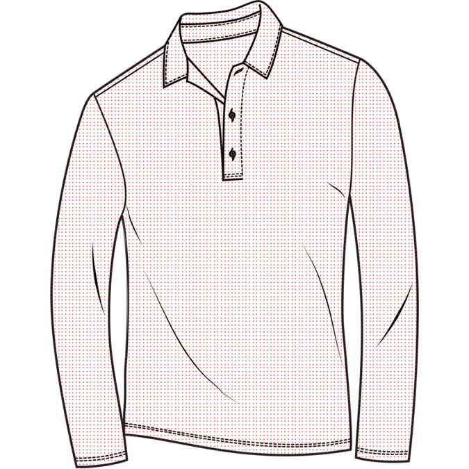 MEN'S long-sleeve polo shirt SPECKLED RED on a white background