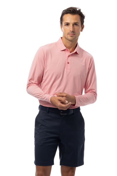 MEN'S SOLMELANGE ICE MINI-STRIPE POLO. RED-WHITE. 900841MM