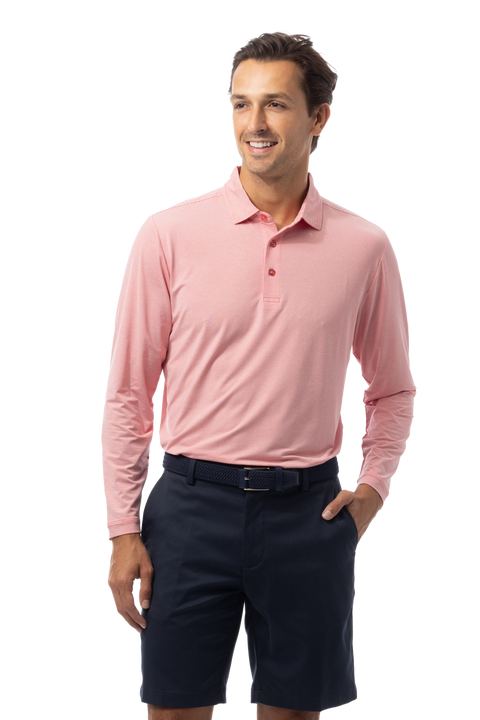 MEN'S SOLMELANGE ICE MINI-STRIPE POLO. RED-WHITE. 900841MM