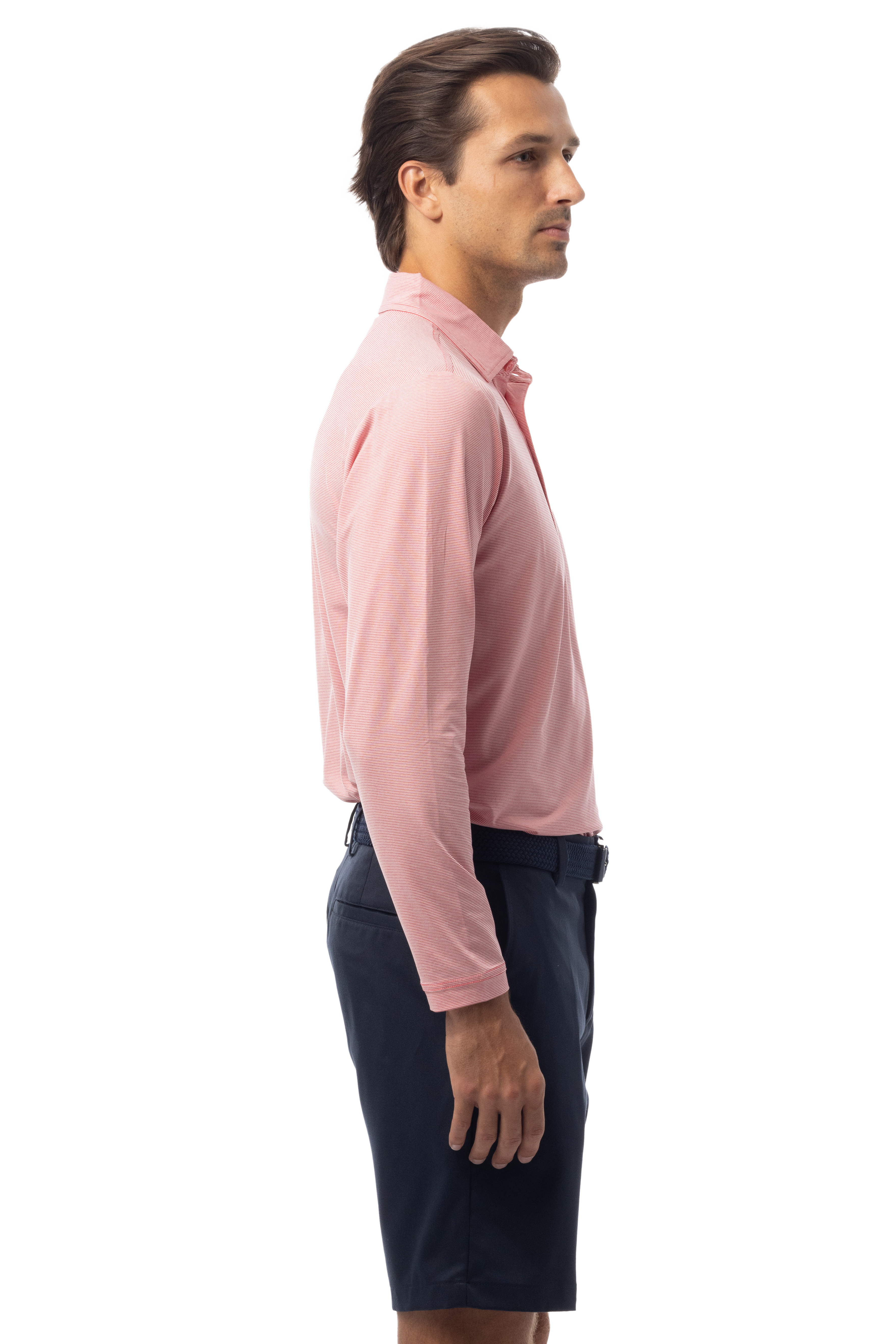 MEN'S SOLMELANGE ICE MINI-STRIPE POLO. RED-WHITE. 900841MM - SanSoleil