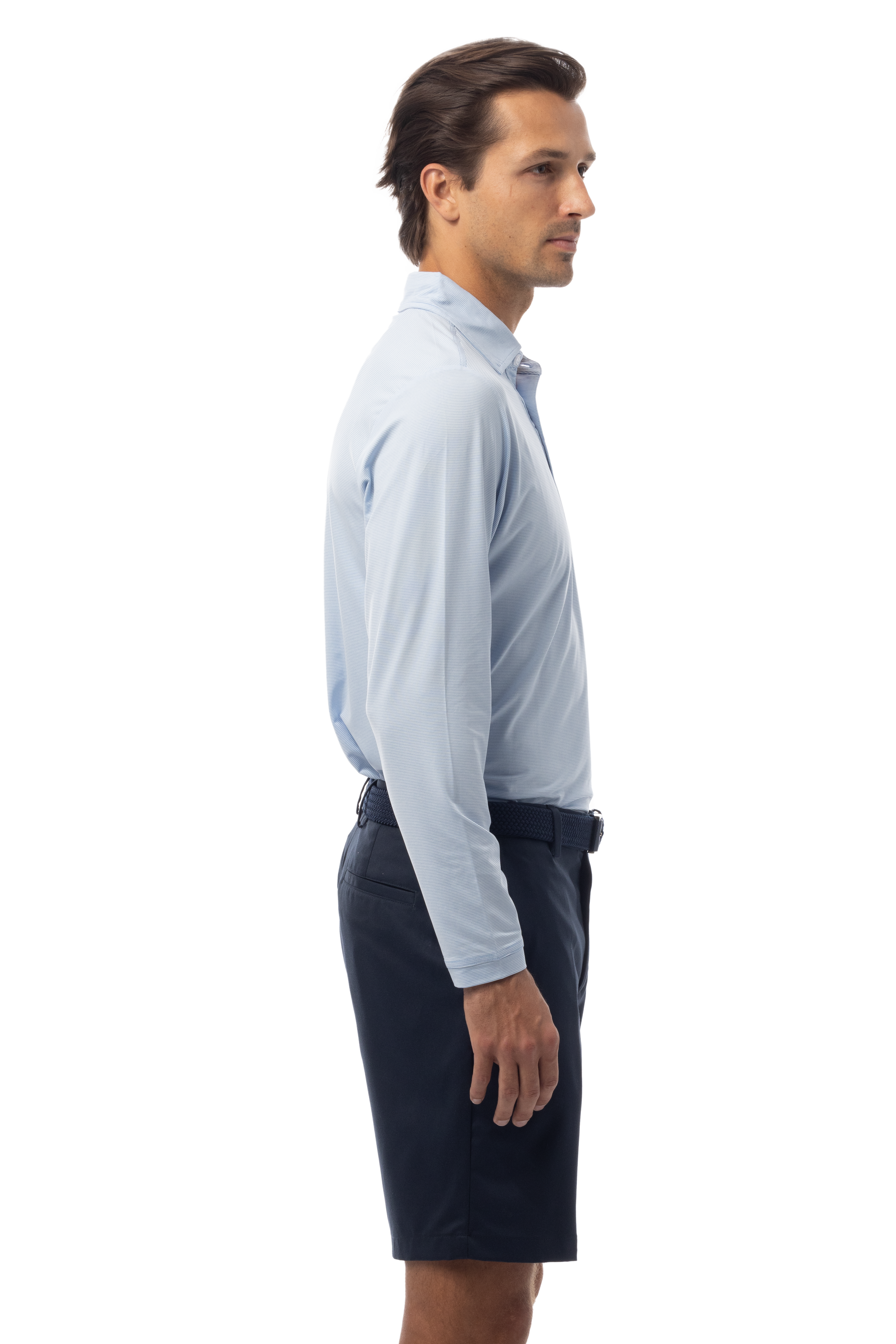 MEN'S SOLMELANGE ICE MINI-STRIPE POLO. MALIBU. 900841MM - SanSoleil