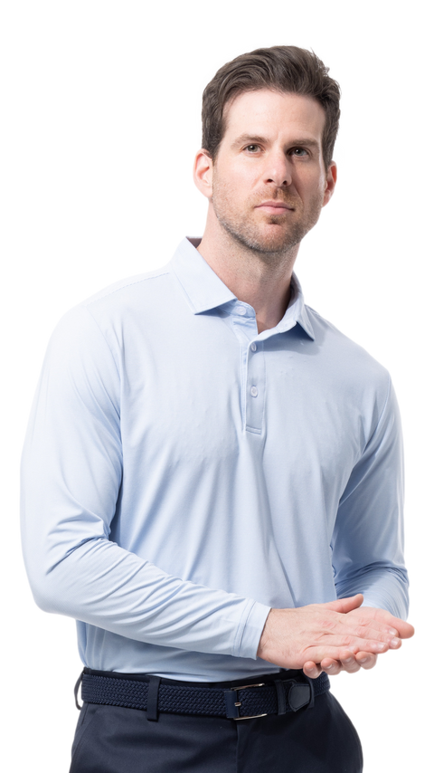MEN'S SOLMELANGE ICE MINI-STRIPE POLO. MALIBU. 900841MM - SanSoleil