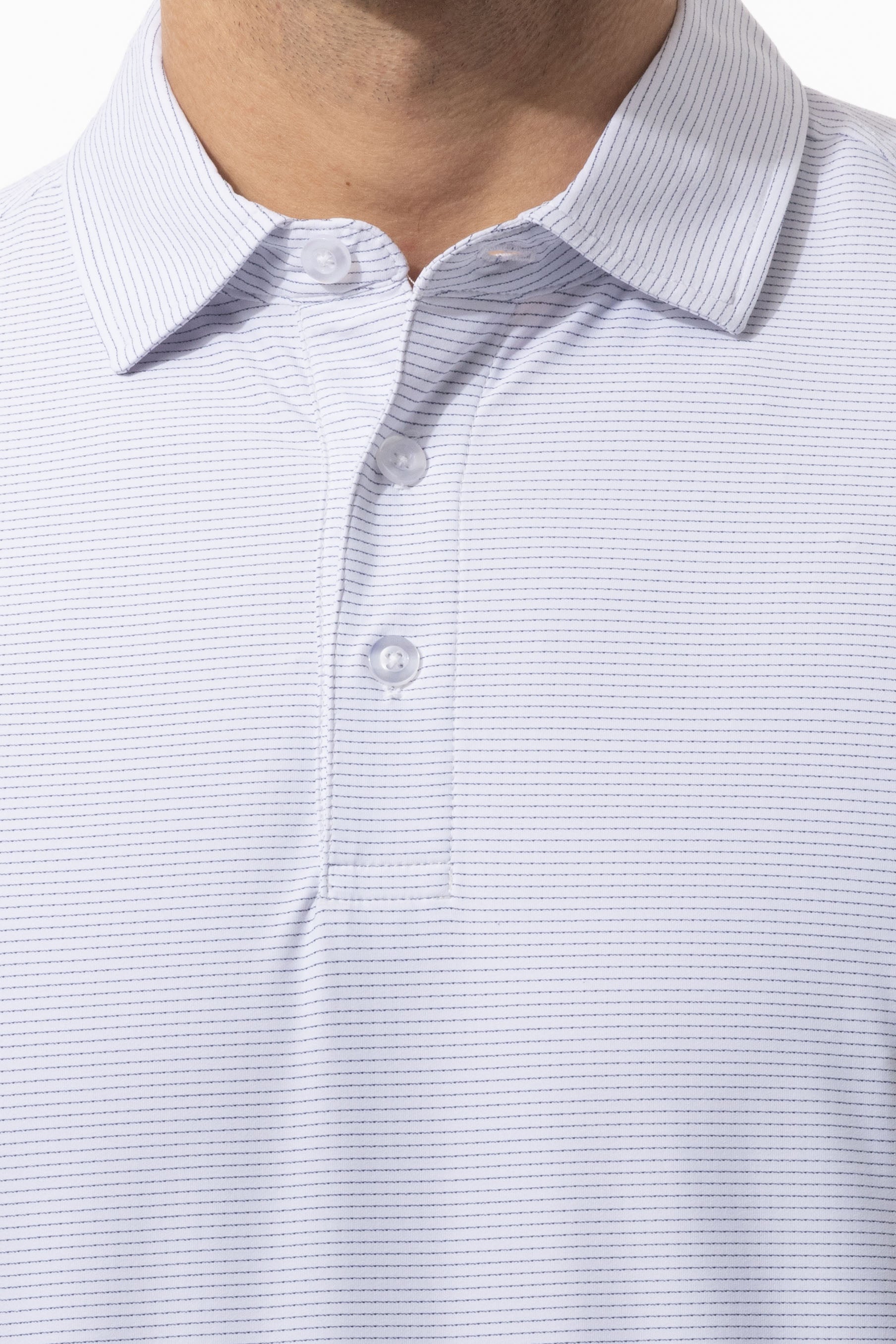 SANSOLEIL'S MEN'S SOLAIR LONG SLEEVE POLO. WHITE BLACK. STRIPE. 900841S - SanSoleil