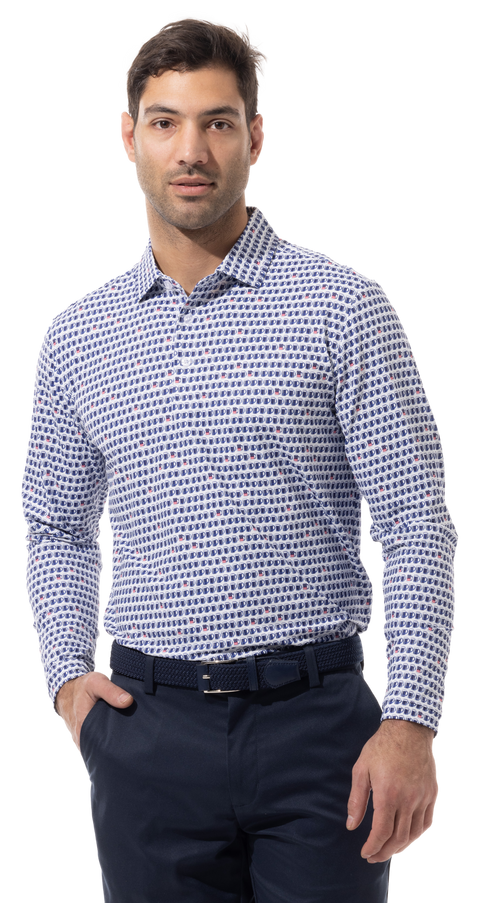 Soltek Ice Long Sleeve Polo 900841-Us Ale Print