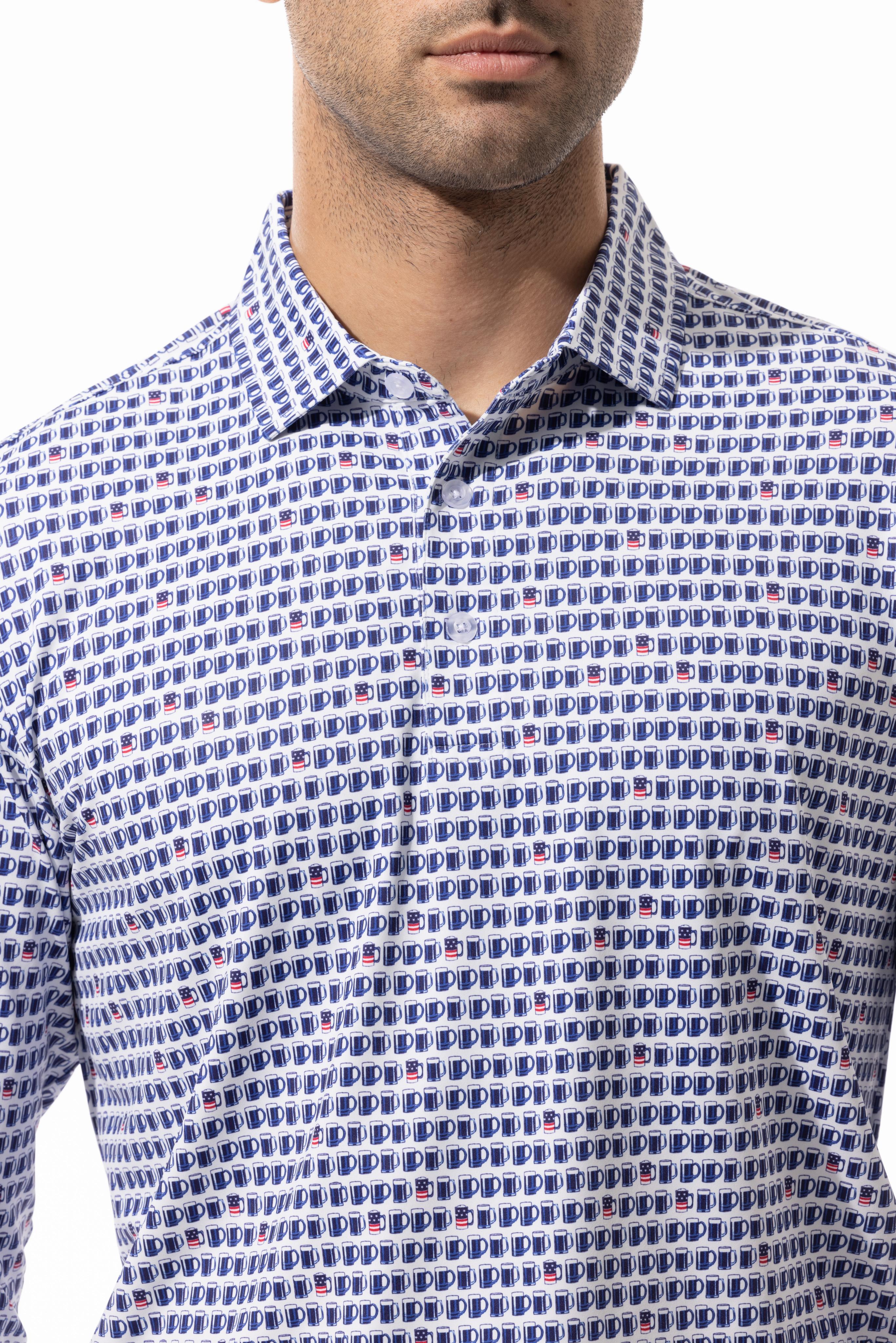 MEN'S SOLTEK ICE LONG SLEEVE PRINT POLO. US ALE. 900841P - SanSoleil