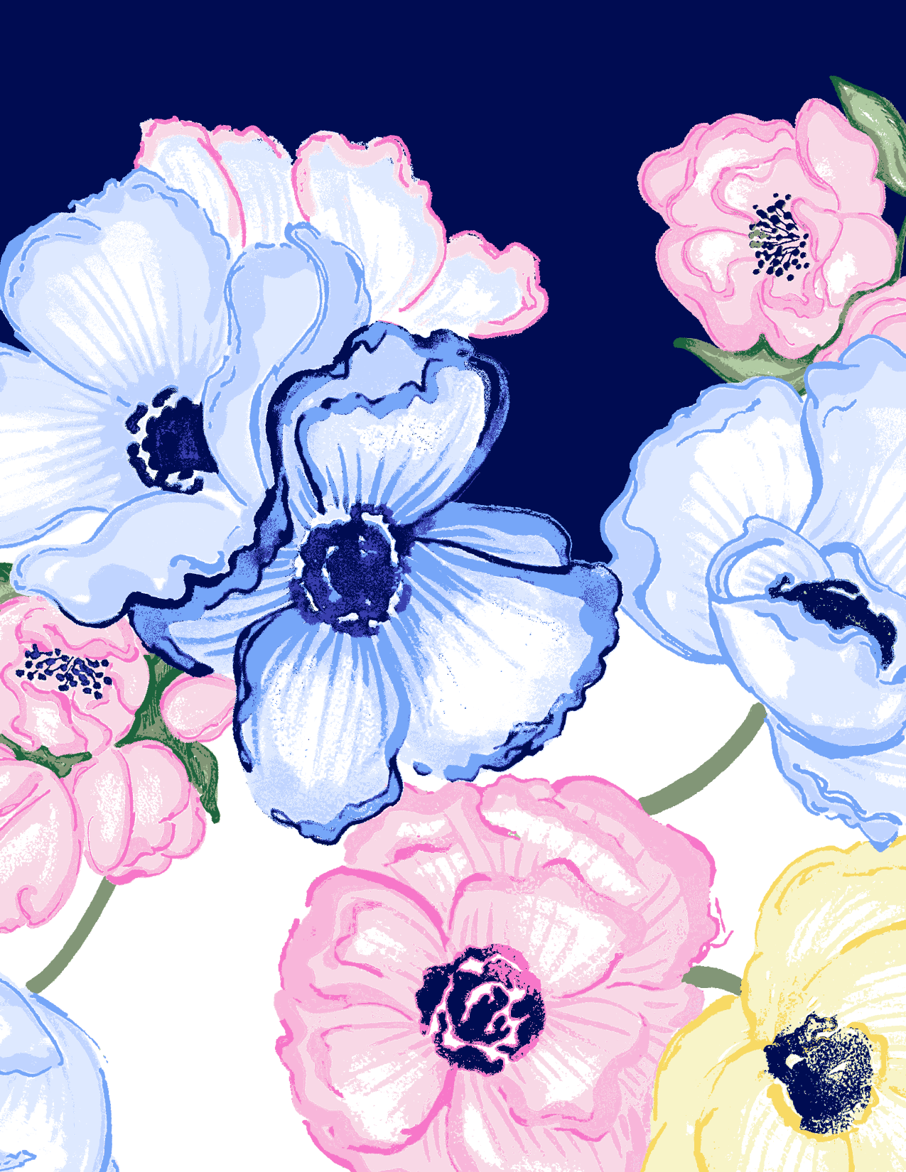 SOLCOOL 1/4 ZIP MOCK. POPPY PATCH. BLUE. 900463 - SanSoleil