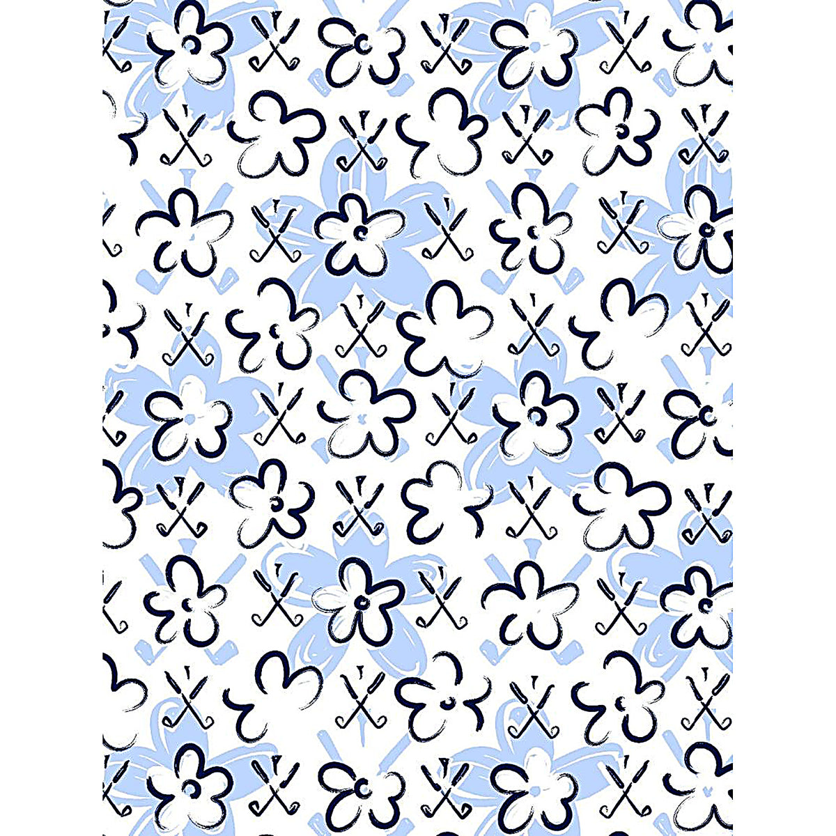 SanSoleil SolTek LUX sleeveless shirt with blue fairway flowers print, short sleeve, 1/4 zip, stylish golf apparel.