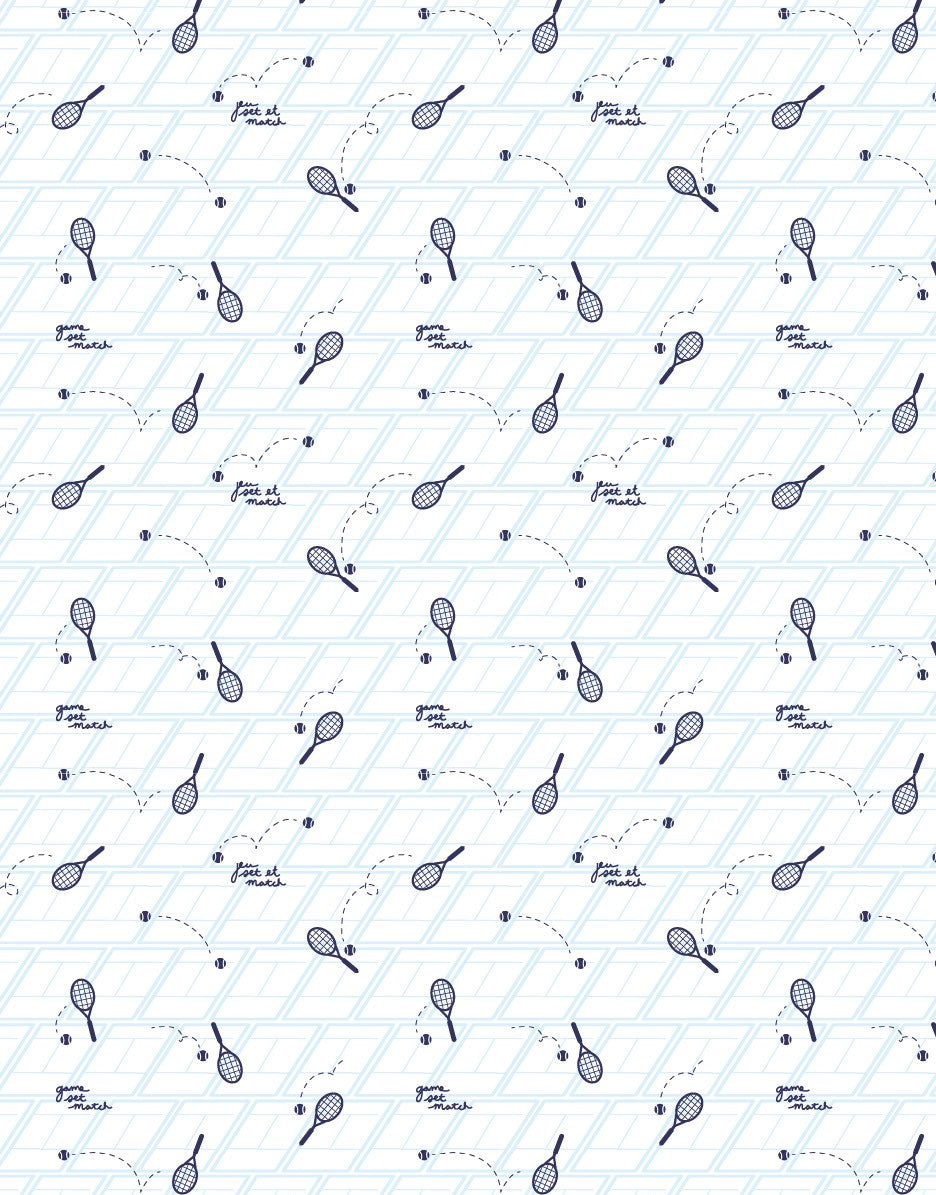 SANSOLEIL PRINT Long Sleeve Crew. GAME SET MATCH. BLUE. 900428PR - SanSoleil