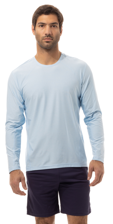 SOLTEK ICE MEN'S CREW NECK W/MESH. SURF BLUE. 900825