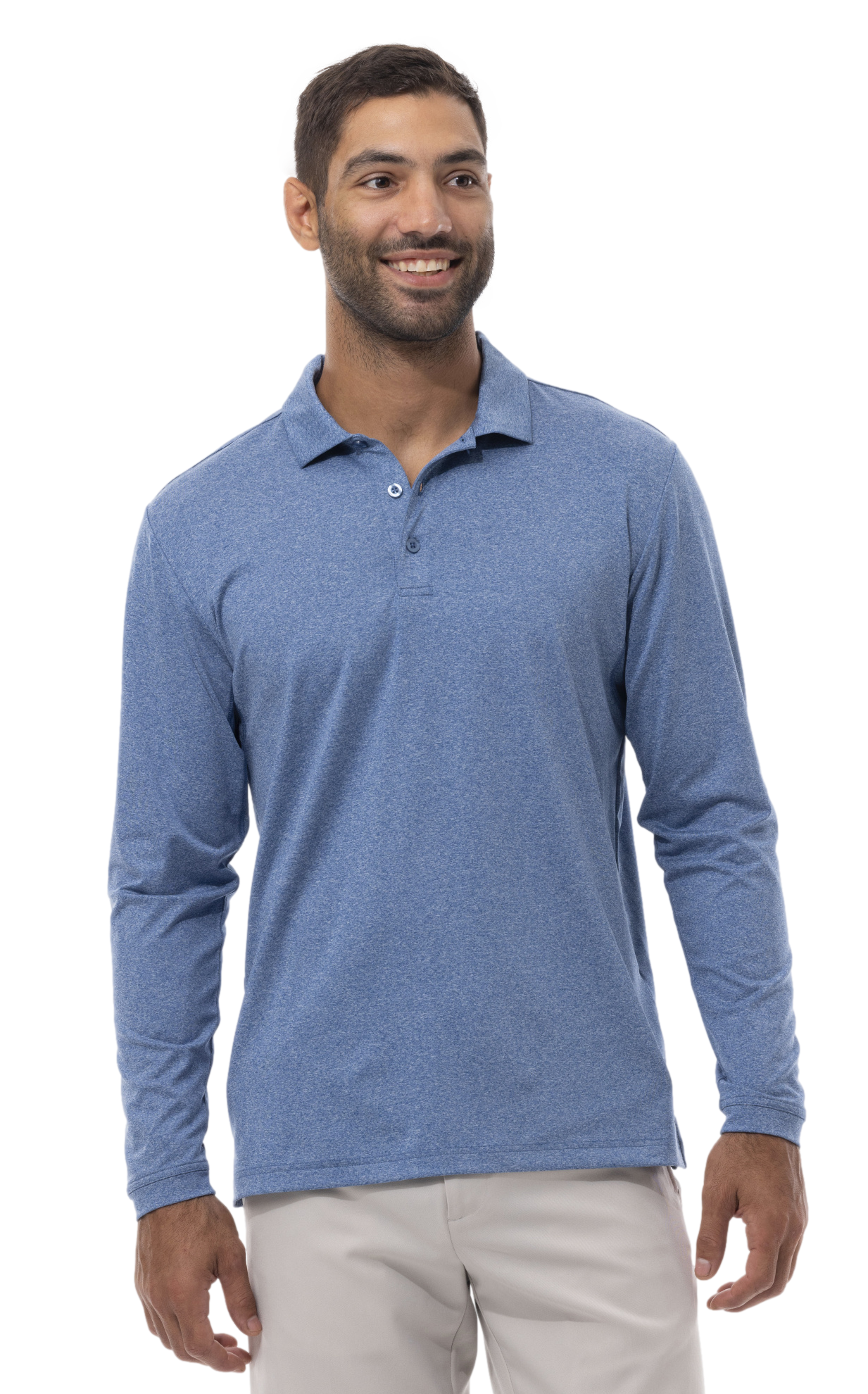 MEN'S SOLTEK ICE HEATHER POLO. INDIGO BLUE - 900835