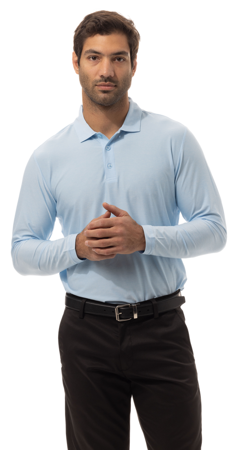 MEN'S SOLTEK ICE HEATHER POLO. MELANGE SURF BLUE - 900835C