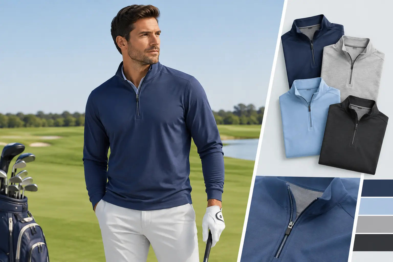 Men's Quarter Zip Golf Tops That Play All Day