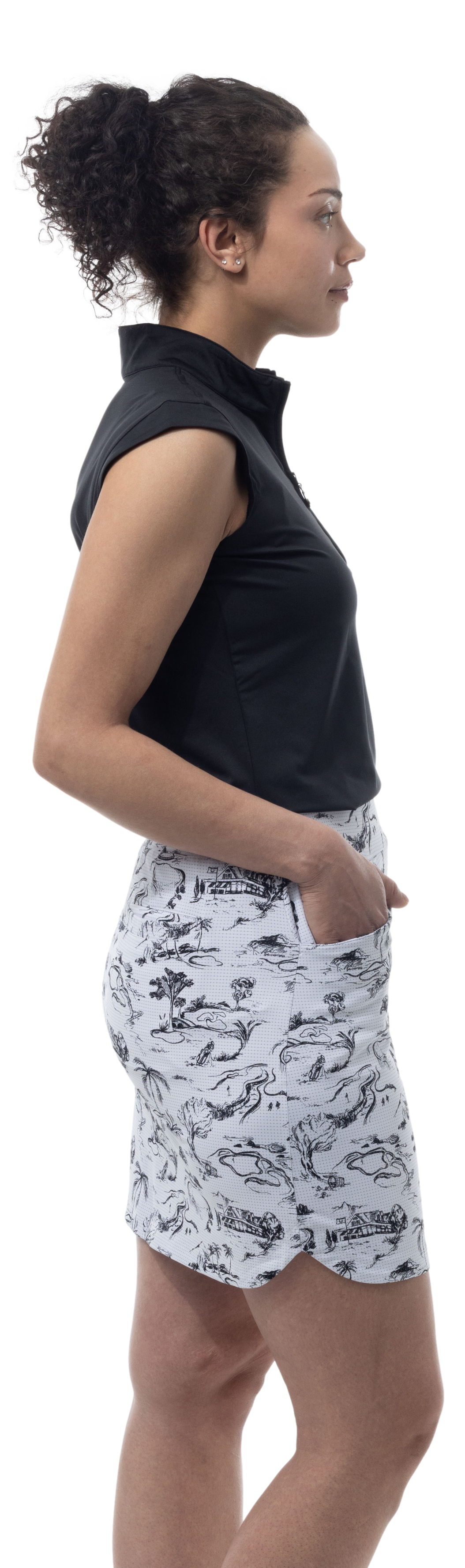 SANSOLEIL 17" GOLF SKORT. TOILE DE GOLF.  BLACK. 900225 - SanSoleil