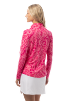 SANSOLEIL FOIL PRINT 1/4 ZIP MOCK. WHIRLWIND. PINK. 900320 - SanSoleil