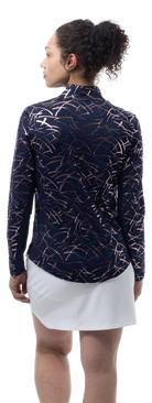 SOLSHINE PRINT 1/4 ZIP MOCK. HALLEY. NAVY ROSE GOLD. 900320 - SanSoleil