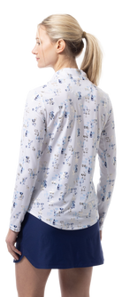 SOLSHINE PRINT 1/4 ZIP MOCK. SHAKEITOFF. NAVY GOLD. 900320 - SanSoleil