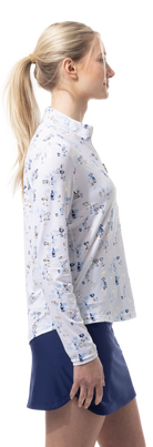 SOLSHINE PRINT 1/4 ZIP MOCK. SHAKEITOFF. NAVY GOLD. 900320 - SanSoleil