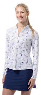 SOLSHINE PRINT 1/4 ZIP MOCK. SHAKEITOFF. NAVY GOLD. 900320 - SanSoleil