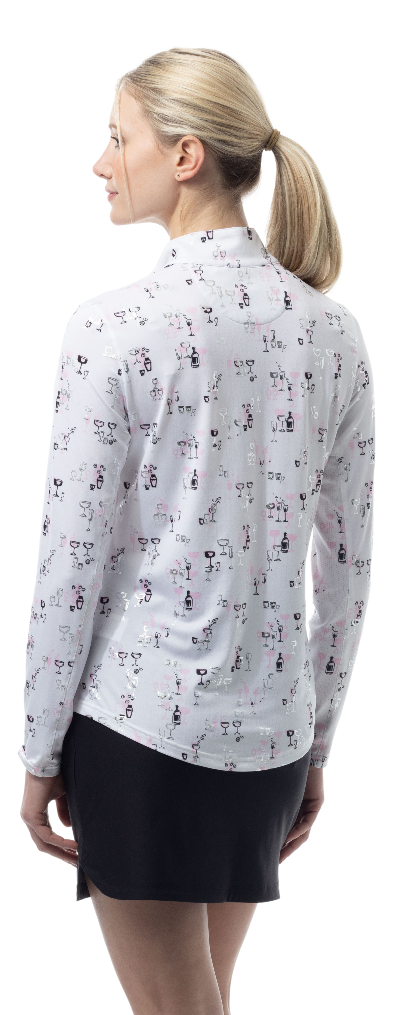 SOLSHINE PRINT 1/4 ZIP MOCK. SHAKEITOFF. PINK SILVER. 900320 - SanSoleil